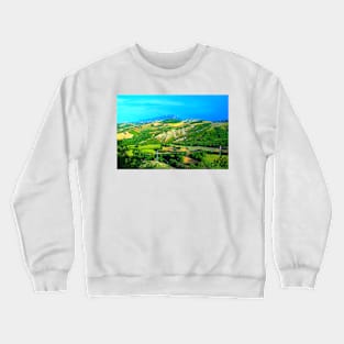 Scenery in Force with Monte dell'Ascensione, badlands, ravines, thickets, poles Crewneck Sweatshirt